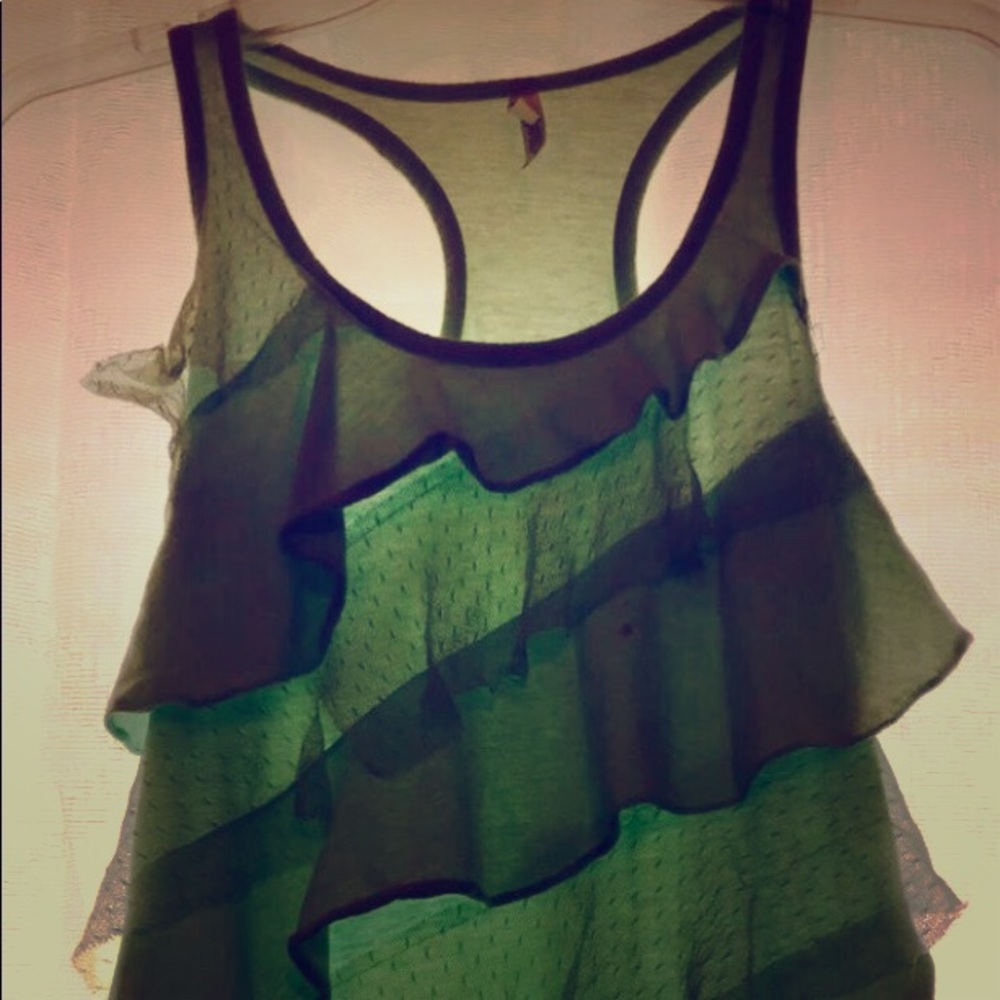 Mint ruffle racerback